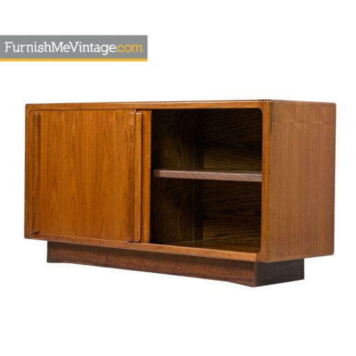 Teak Record Cabinet Credenza - Dansih Modern Style With Sliding Doors
