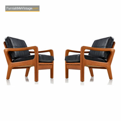 Juul Kristensen, Convertible, Danish, Solid Teak, Lounge Chairs