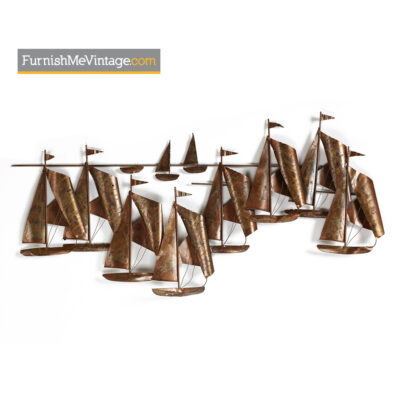 regatta,brutalist metal sailboat,curtis jere,torch cut,paul evans