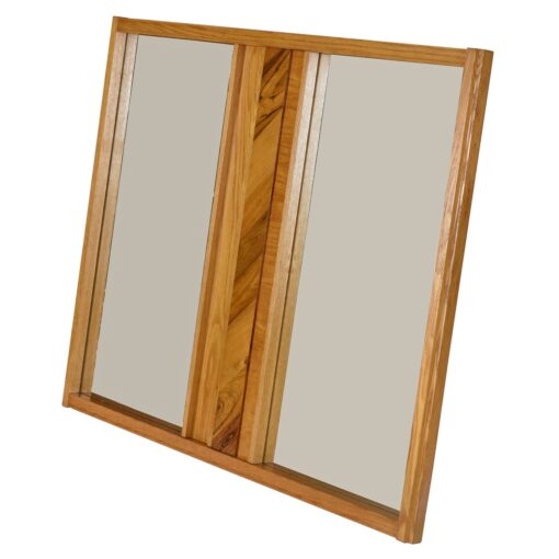 Vintage Maple Burl Walnut Rosewood and Oak Brutalist Mirror