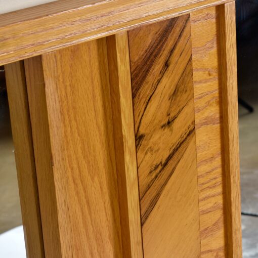 Vintage Maple Burl Walnut Rosewood and Oak Brutalist Mirror