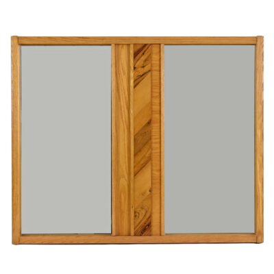 Vintage Maple Burl Walnut Rosewood and Oak Brutalist Mirror