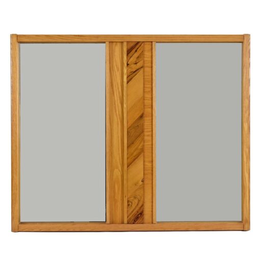 Vintage Maple Burl Walnut Rosewood and Oak Brutalist Mirror