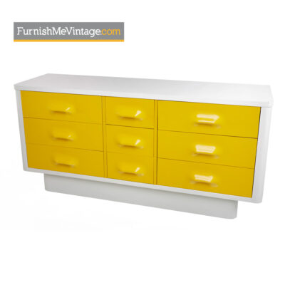 yellow,raymond loewy,chapter one,broyhill,modern,dresser,retro