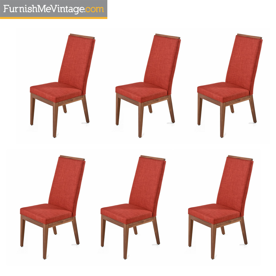 Set Of 6 Solid Walnut Verbois Jane Dining Chairs