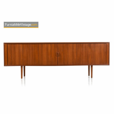 Svend Aage Larsen Teak Credenza - Danish Modern Tambour Sideboard