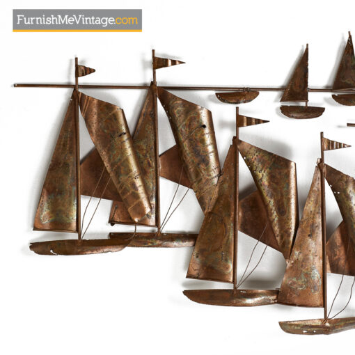 regatta,brutalist metal sailboat,curtis jere,torch cut,paul evans