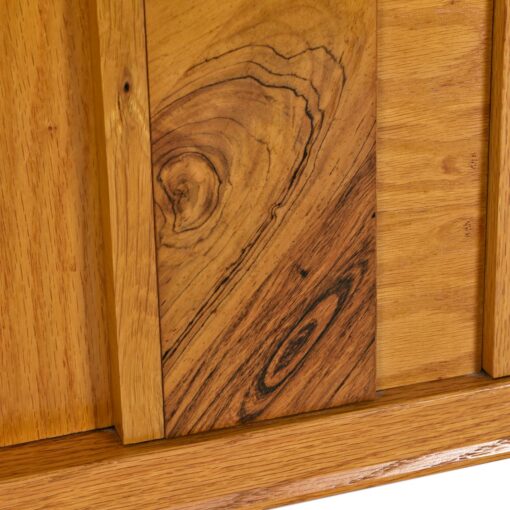 Vintage Maple Burl Walnut Rosewood and Oak Brutalist Mirror