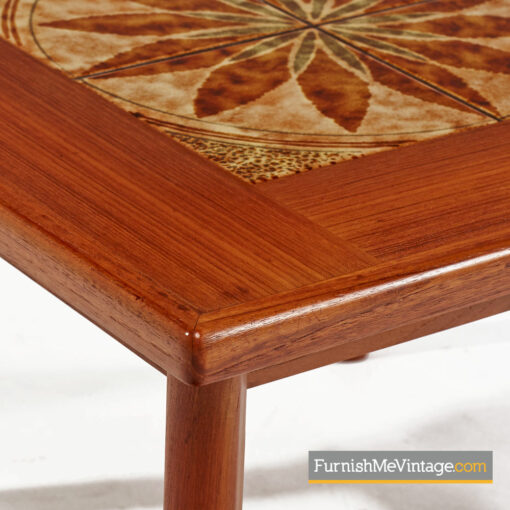 Danish Teak End Table By BRDR Furbo - Stone Tile Inlaid Teak