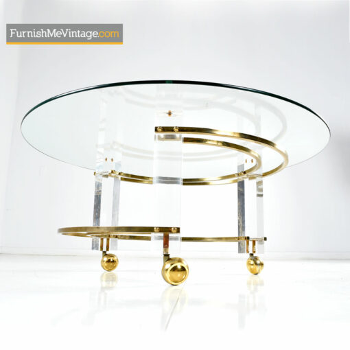Lucite Coffee Table - Charles Hollis Jones Style With Brass Accents