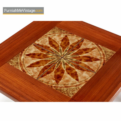 Danish Teak End Table By BRDR Furbo - Stone Tile Inlaid Teak