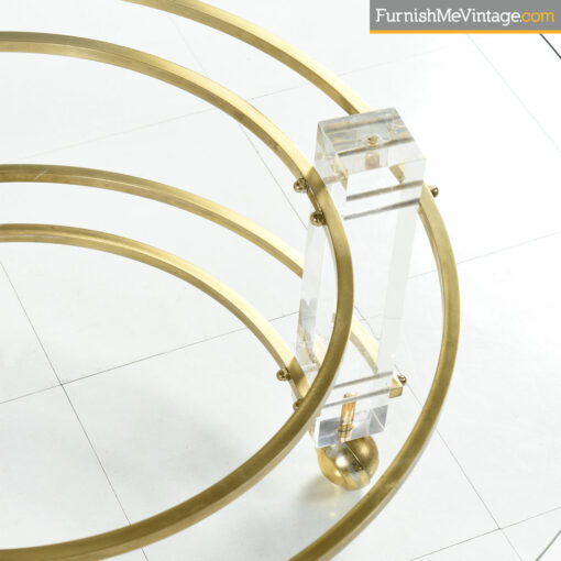 Lucite Coffee Table - Charles Hollis Jones Style With Brass Accents