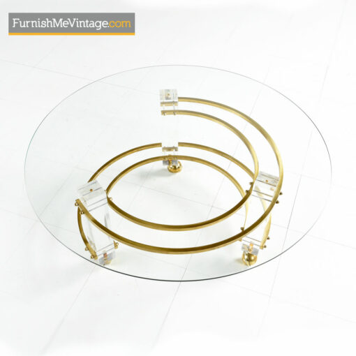 Lucite Coffee Table - Charles Hollis Jones Style With Brass Accents