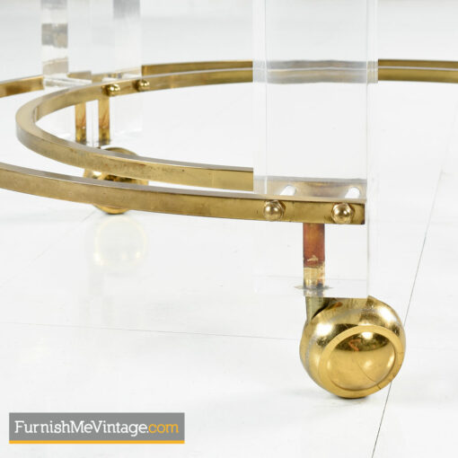 Lucite Coffee Table - Charles Hollis Jones Style With Brass Accents