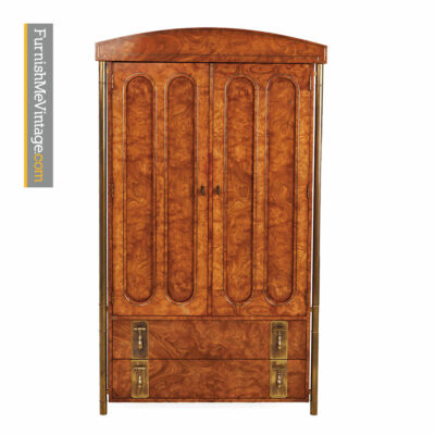 Mastercraft Armoire Dresser - Hollywood Regency Burl Wood and Brass