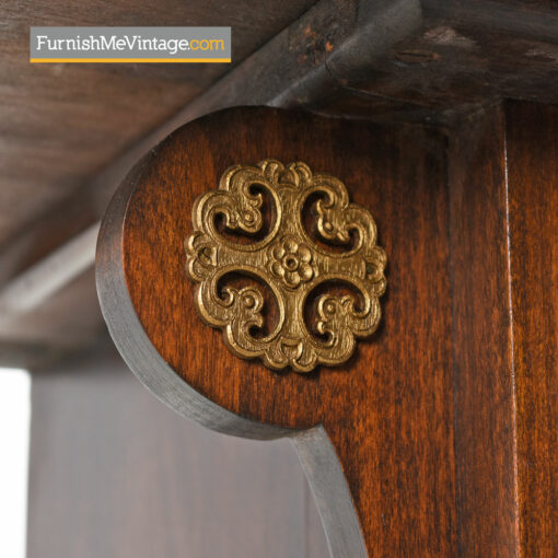 Gothic Revival Hutch - Medieval Dragon Motif Mahogany Cabinet