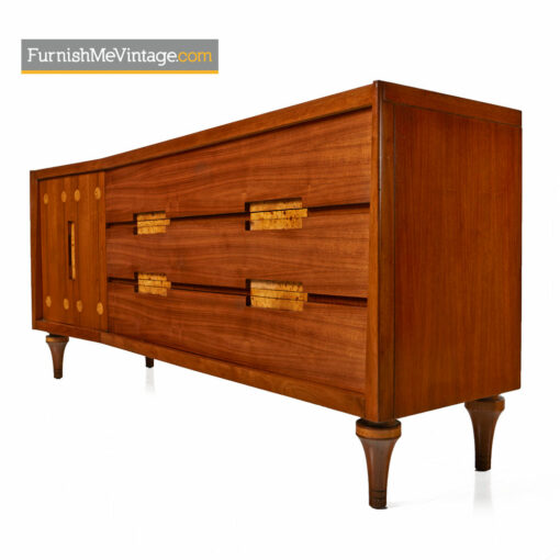 Burl Inlay Walnut Dresser Credenza by Daniel Jones Inc.