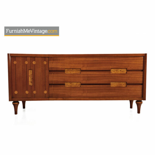 Burl Inlay Walnut Dresser Credenza by Daniel Jones Inc.