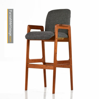 Teak Bar Stool - Scandinavian Modern Highback Design