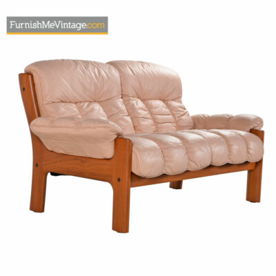 Ekornes Stressless Montana Pale Rose Teak Loveseat Sofa