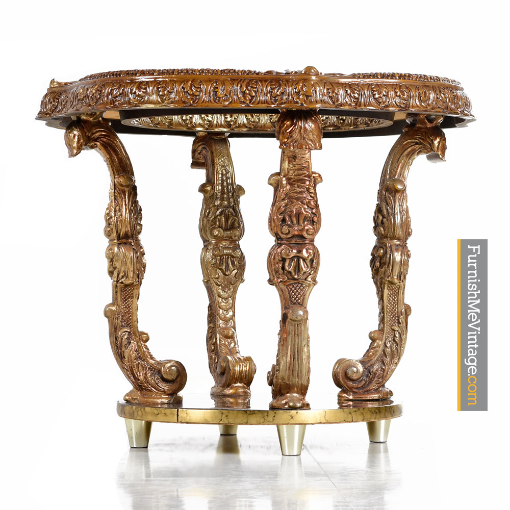 Capiz Shell End Table Hollywood Regency Gilt Metal Floine Style
