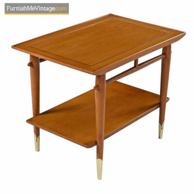 Lane Copenhagen Side Table - Mid-Century Modern Walnut & Brass