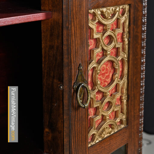 Gothic Revival Hutch - Medieval Dragon Motif Mahogany Cabinet