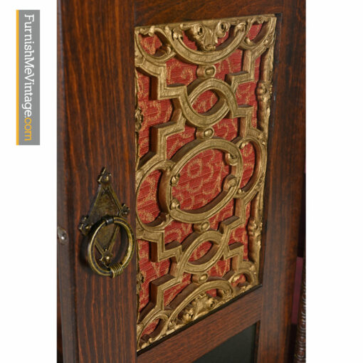Gothic Revival Hutch - Medieval Dragon Motif Mahogany Cabinet