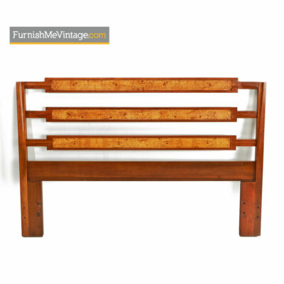 Walnut Headboard Burl Inlay Bed by Daniel Jones Inc. of New York