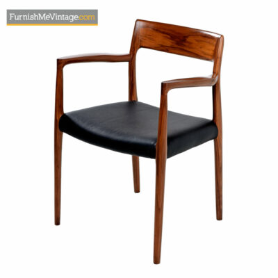Moller Armchair #57 Walnut & Black Leather - Made in Denmark