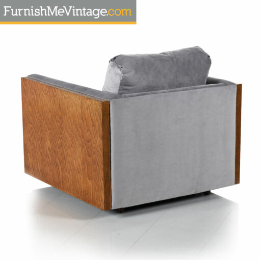 Cubist Club Chair - Mid-Century Baughman Style Grey Velvet