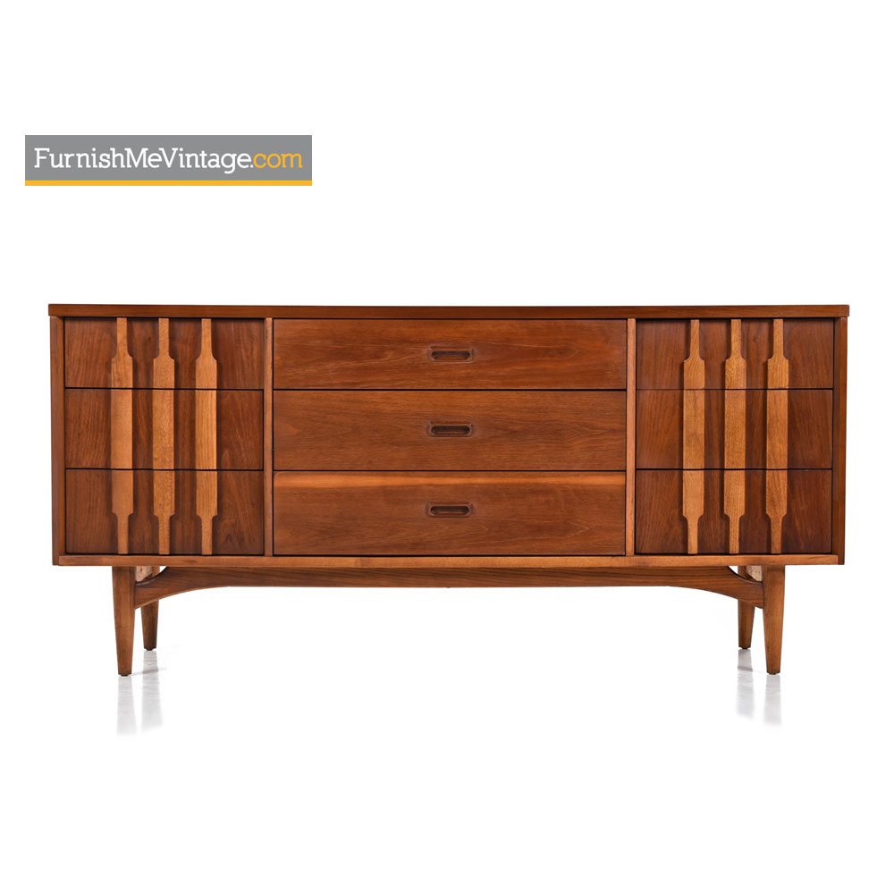 The modern walnut dresser with walnut framed panels and drawer fronts with metal base adds to. mid century modern oak and walnut 9 drawer dresser by kroehler