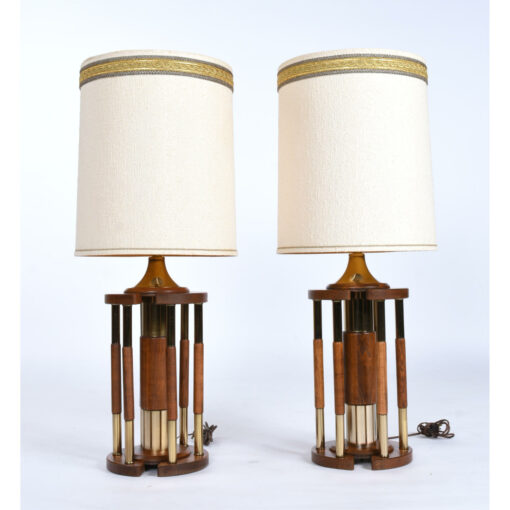 Gold brass oak vintage lamps