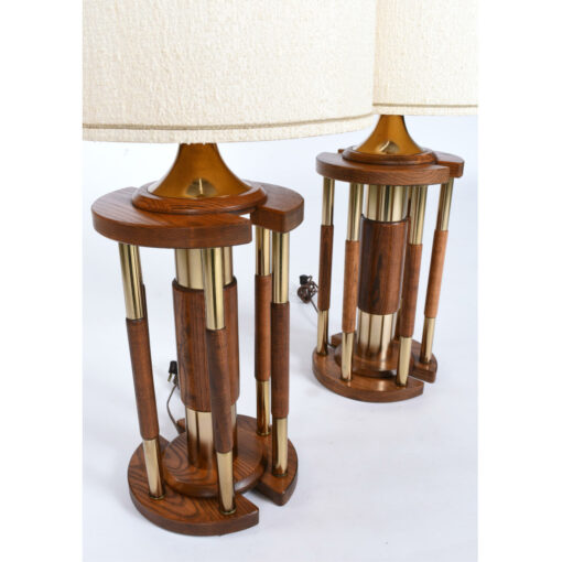 Gold wood large vintage lamps