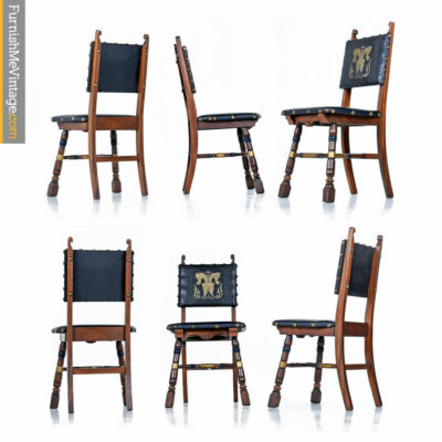 Medieval Gothic Revival Mahogany Dining Chairs - Game of Throwns Style