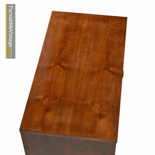 Bassett Highboy Dresser - Mid Century Modern Walnut & Brass