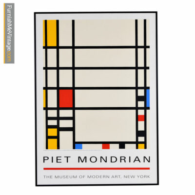 Piet Mondrian framed museum print titled "Trafalgar Square" with a slim, low-profile black frame, fun colorful blocks and an iconic design.
