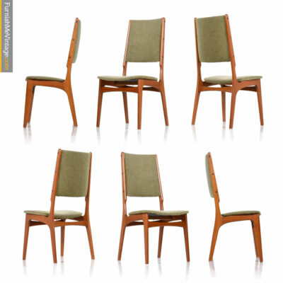 Scandinavian Danish Modern Teak High Back Dining Chairs Set of (6)