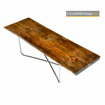 Spalted Pine Coffee Table Bench - Rustic Live Edge Slab