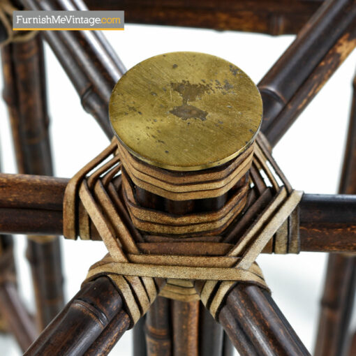 McGuire Dining Table - Rattan and Brass Base with Hexagon Glass top