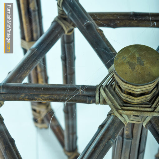 McGuire Dining Table - Rattan and Brass Base with Hexagon Glass top