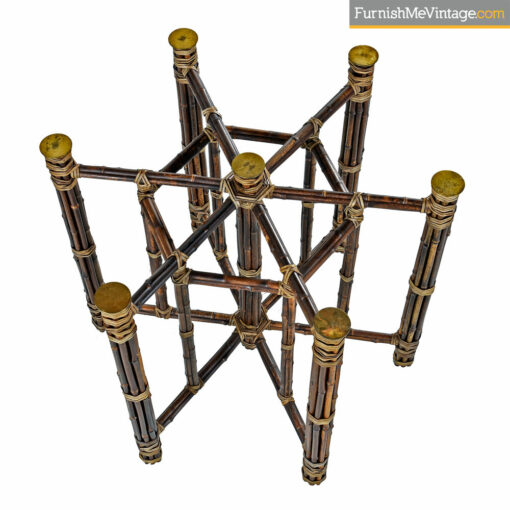 McGuire Dining Table - Rattan and Brass Base with Hexagon Glass top