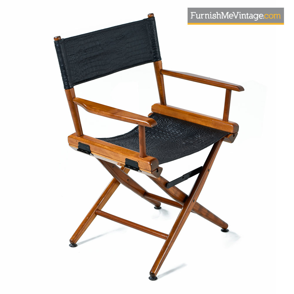 Telescope Director Chair Set Restored With Black Alligator Leather