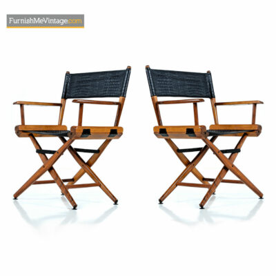 Telescope Director Chair - Restored With Black Alligator Leather