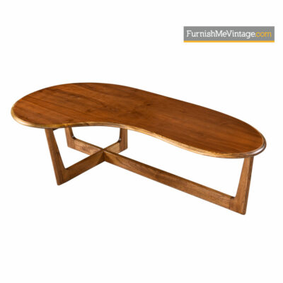 Amoeba Coffee Table - Solid Oak Walnut Boomerang Freefrom Design