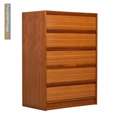 Scandinavian Danish Teak Highboy Dresser Chest of Drawers - Vintage Modern