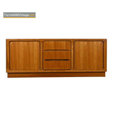 Teak Tambour Media Cabinet Credenza - Danish Modern