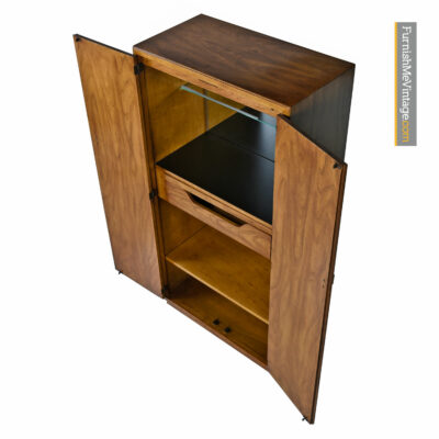 Drexel Heritage Consensus Lighted Bar Cabinet - Pecan Campaign Style