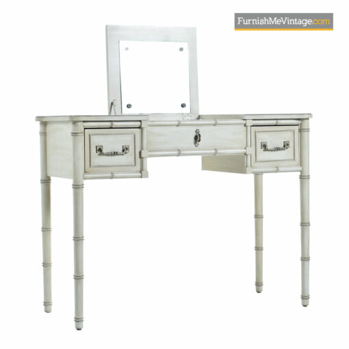 Faux Bamboo Bedroom Set - White Washed Dorothy Draper Style