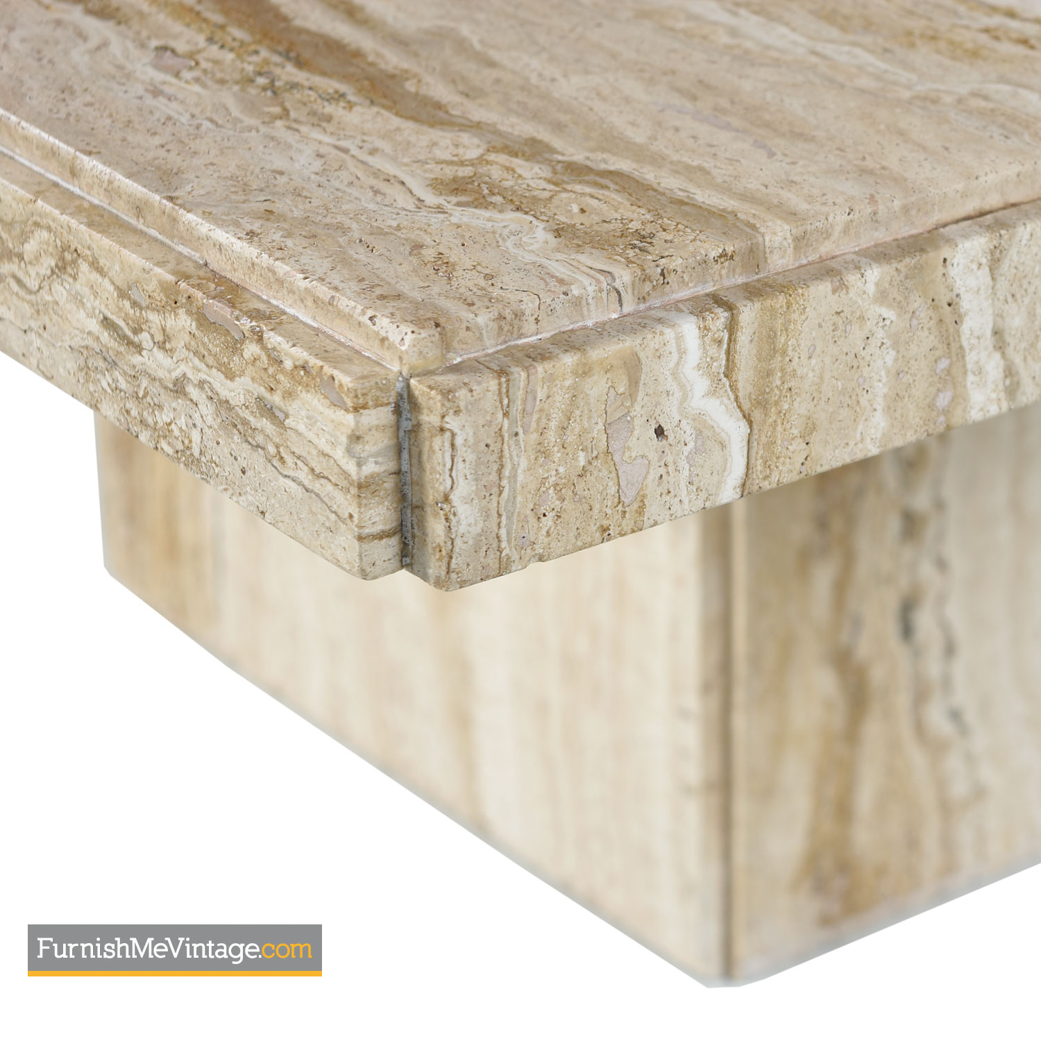 Travertine Pedestal Coffee Table MidCentury Modern